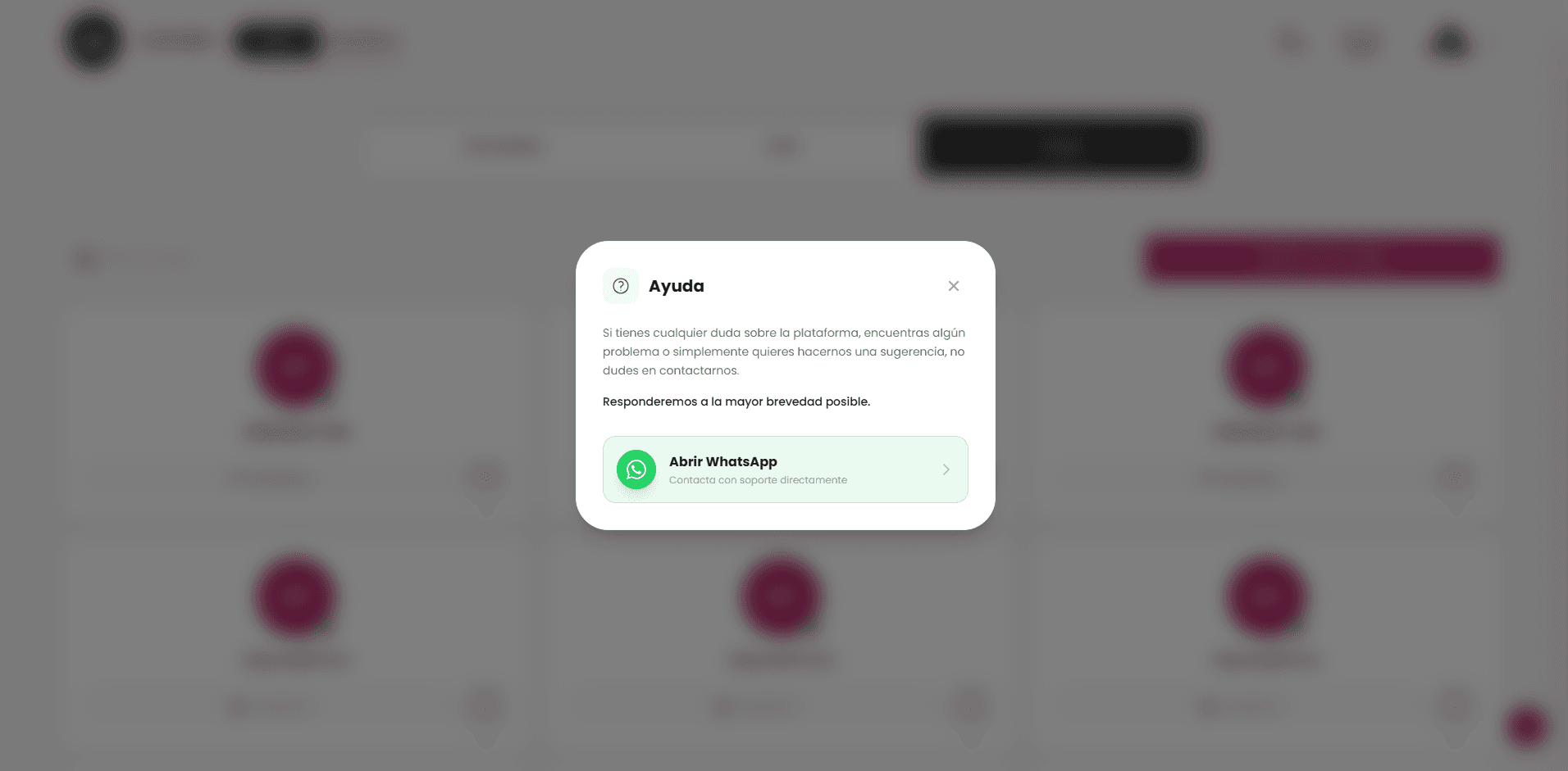 Sección de ayuda y tutoriales