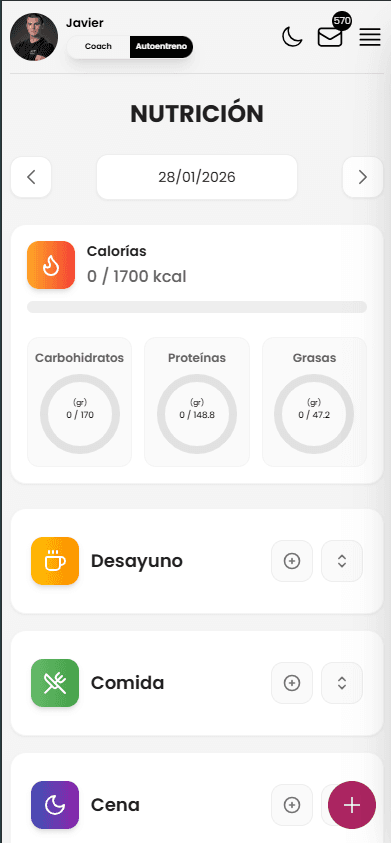Diario nutricional del cliente