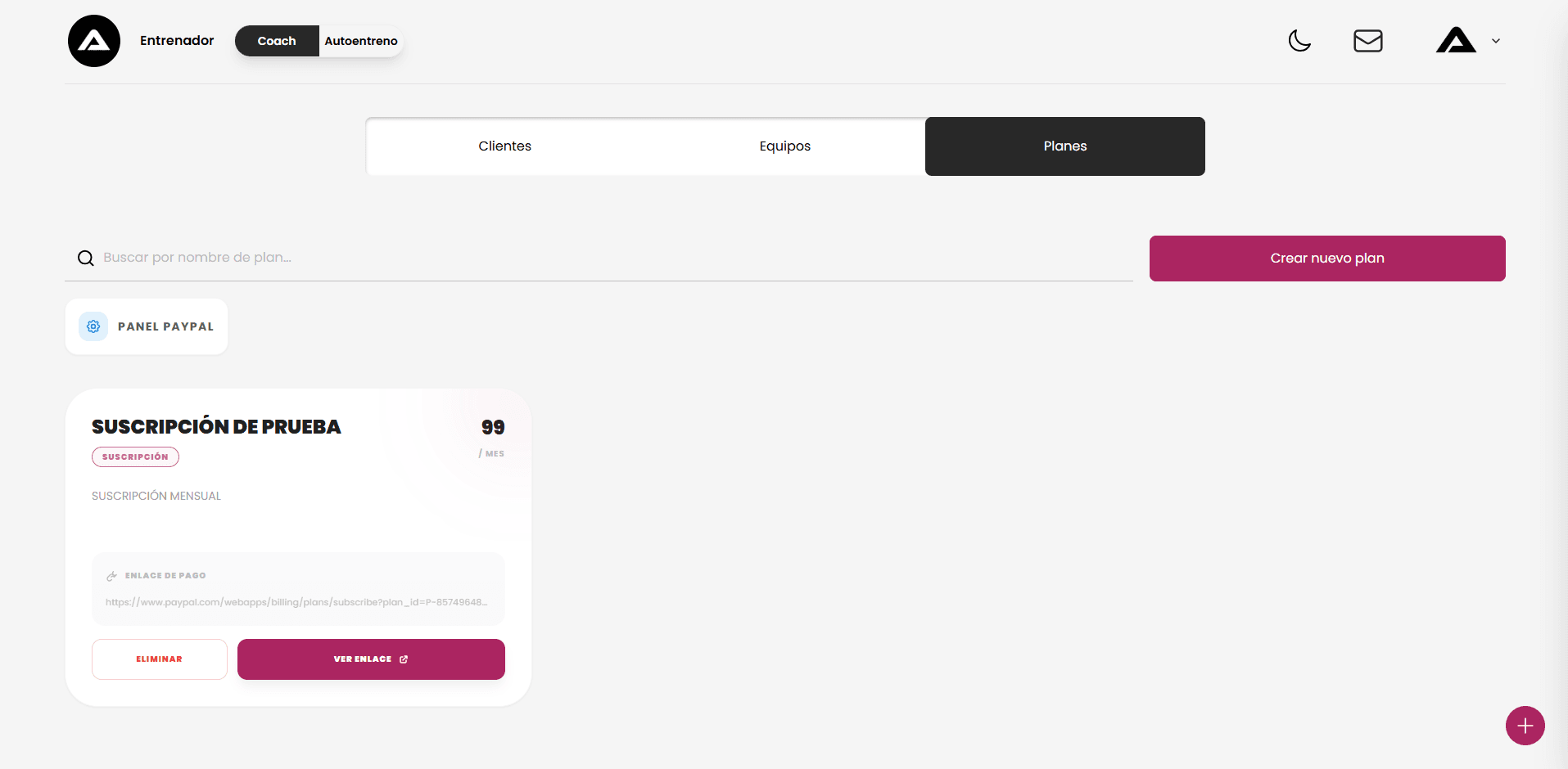 Administración de planes y pasarelas de pago