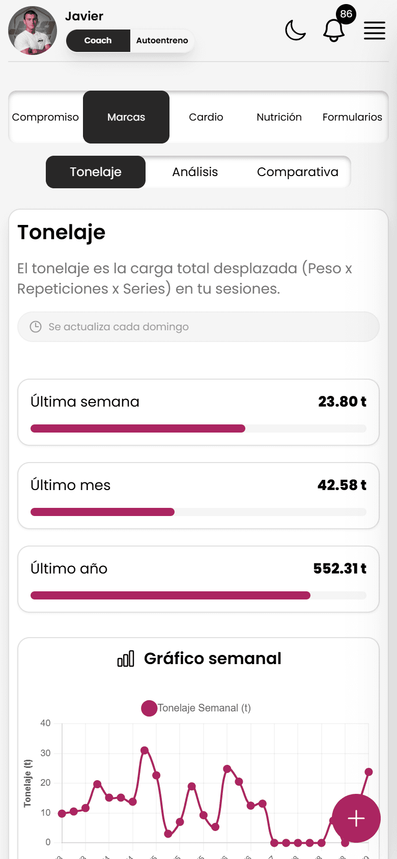 Análisis de toneladas