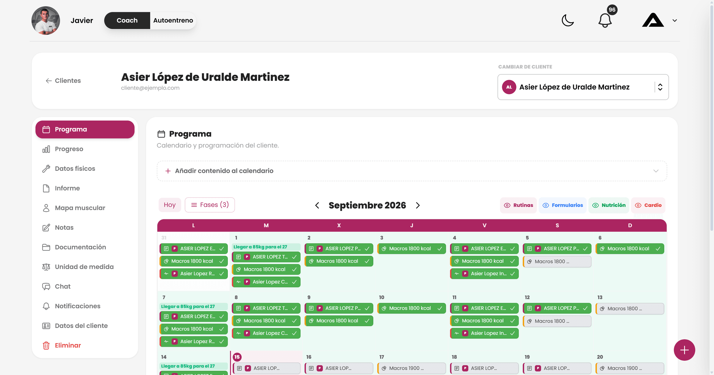 Ficha detallada del cliente
